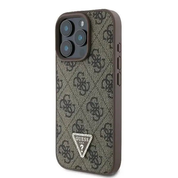 Guess Leather 4G Triangle Strass MagSafe Case for iPhone 16 Pro - Brown - Cell phone cases and covers<<<HurtelXML