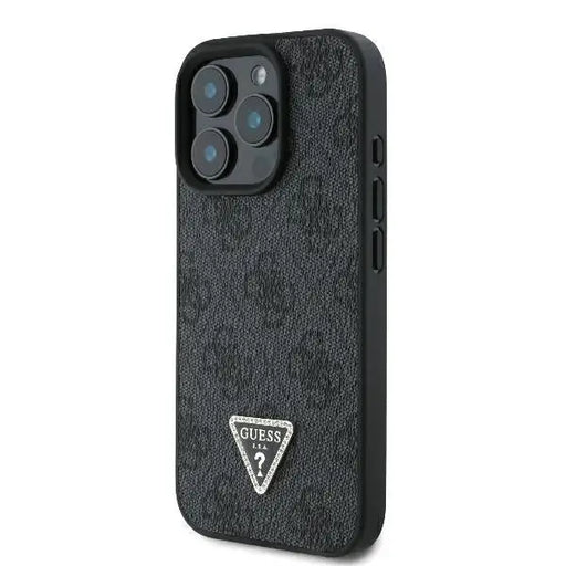 Guess Leather 4G Triangle Strass MagSafe Case for iPhone 16 Pro Max - Black - Cell phone cases and covers<<<HurtelXML