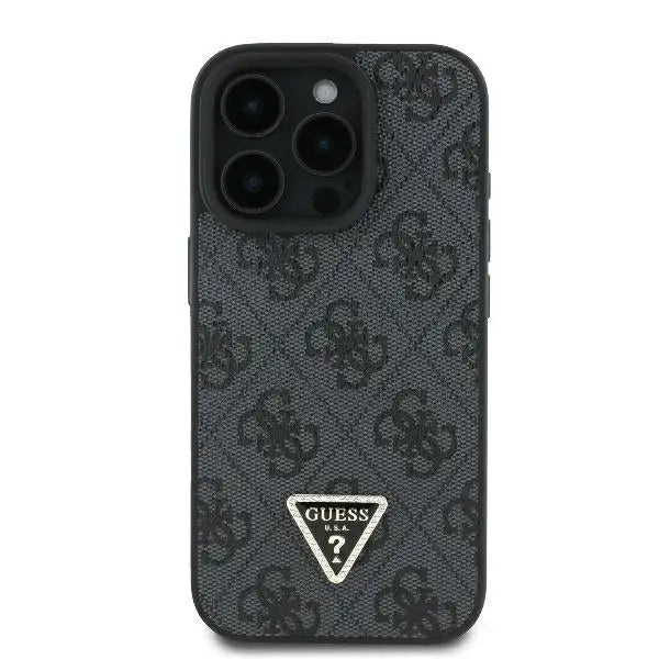 Guess Leather 4G Triangle Strass MagSafe Case for iPhone 16 Pro Max - Black - Cell phone cases and covers<<<HurtelXML