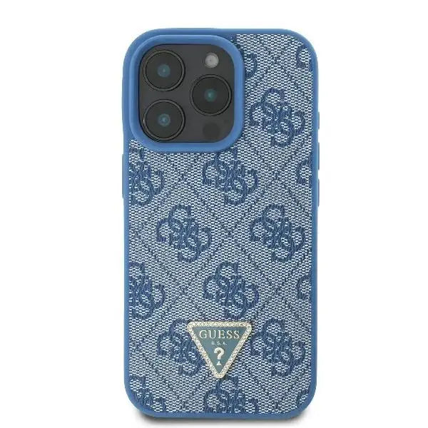 Guess Leather 4G Triangle Strass MagSafe Case for iPhone 16 Pro Max - Blue - Cell phone cases and covers<<<HurtelXML