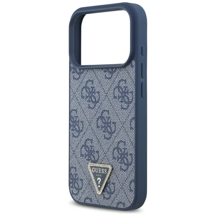 Guess Leather 4G Triangle Strass MagSafe Case for iPhone 17 Pro - Blue - Cell phone cases and covers<<<HurtelXML