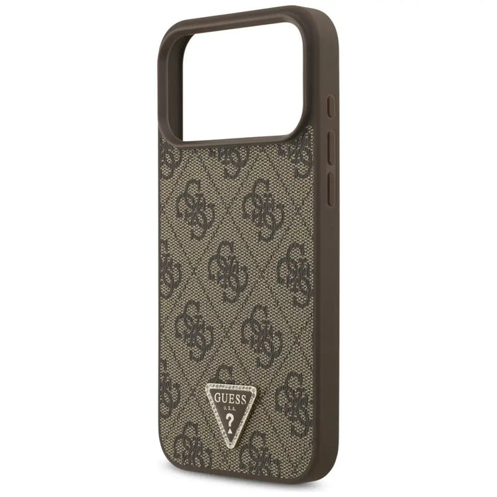 Guess Leather 4G Triangle Strass MagSafe Case for iPhone 17 Pro Max - Brown - Cell phone cases and covers<<<HurtelXML
