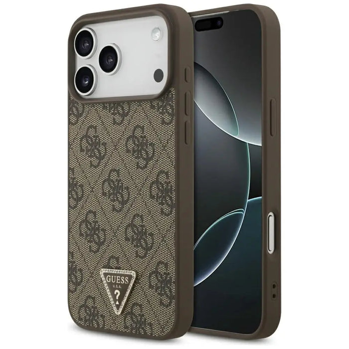 Guess Leather 4G Triangle Strass MagSafe Case for iPhone 17 Pro Max - Brown - Cell phone cases and covers<<<HurtelXML