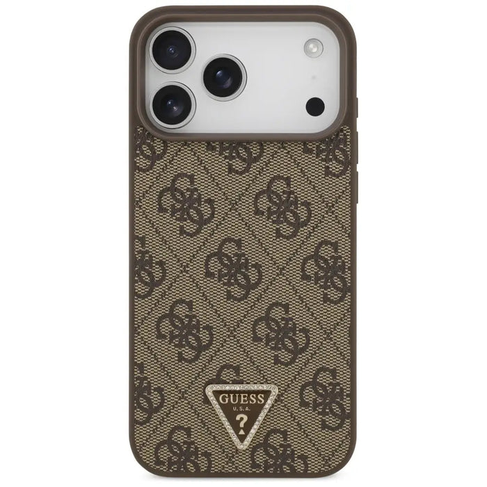Guess Leather 4G Triangle Strass MagSafe Case for iPhone 17 Pro Max - Brown - Cell phone cases and covers<<<HurtelXML