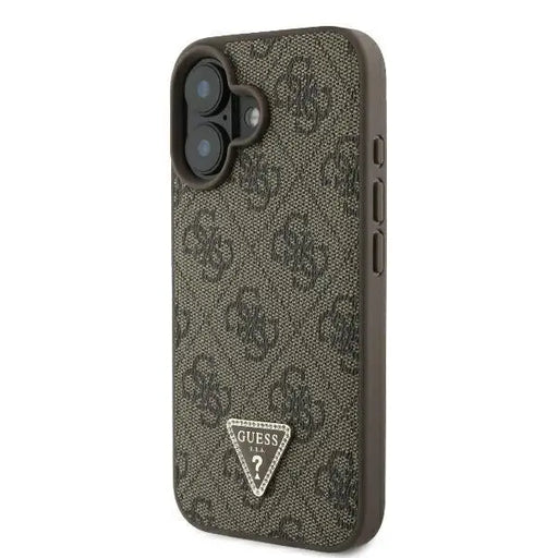 Guess Leather 4G Triangle Strass MagSafe iPhone 16 Case - Brown - Cell phone cases and covers<<<HurtelXML