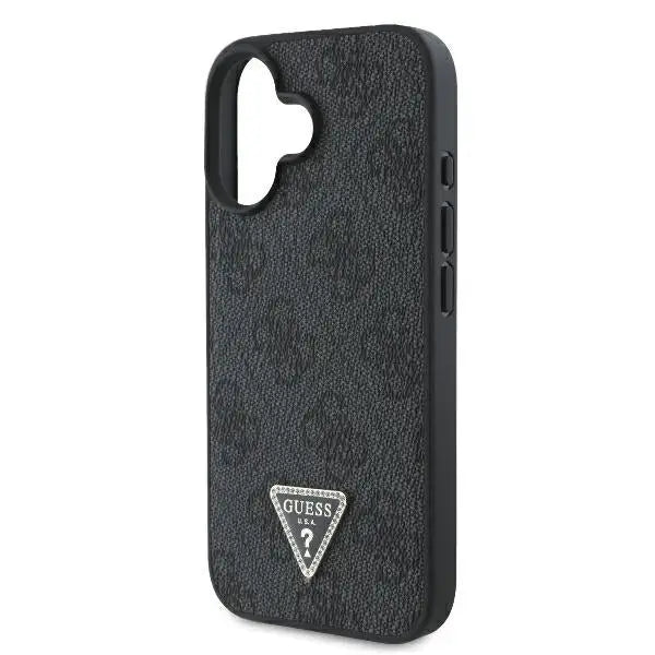 Guess Leather Metal Logo Strass Crossbody Case for iPhone 16 - Black - Cell phone cases and covers<<<HurtelXML
