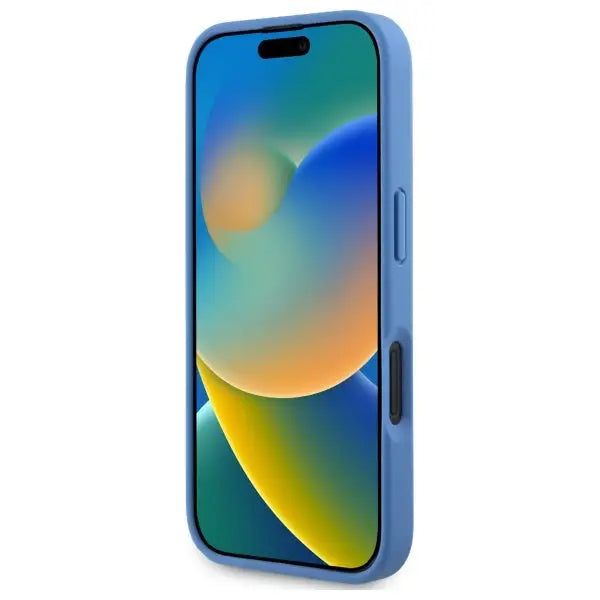 Guess Leather Metal Logo Strass Crossbody Case for iPhone 16 - Blue - Cell phone cases and covers<<<HurtelXML