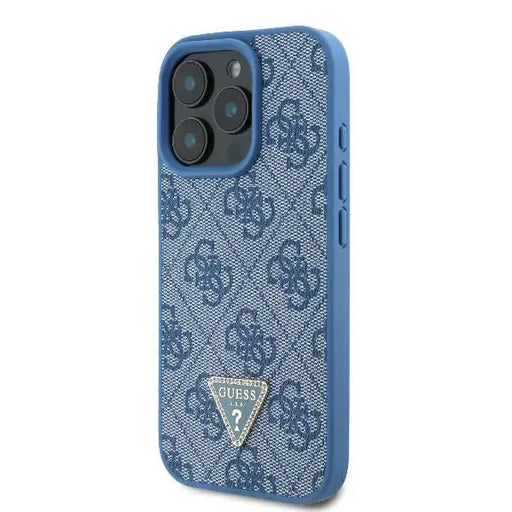 Guess Leather Metal Logo Strass Crossbody Case for iPhone 16 Pro - Blue - Cell phone cases and covers<<<HurtelXML