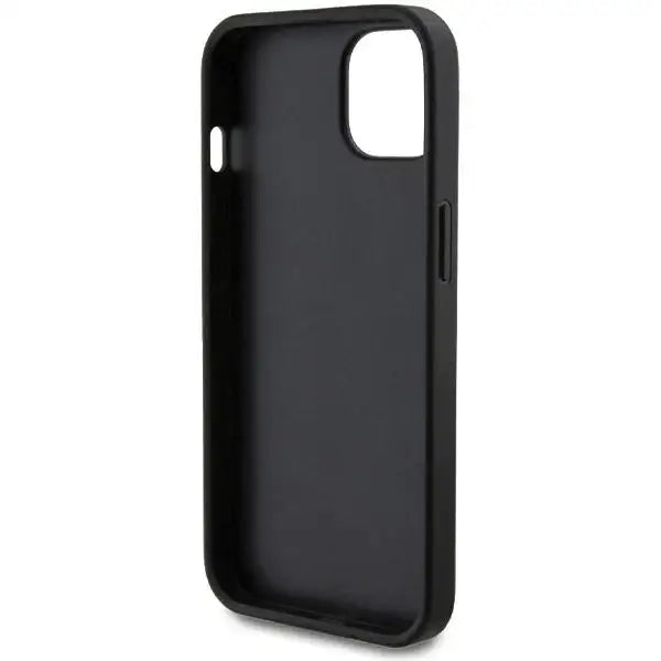 Guess Leather Perforated 4G Glitter Logo case for iPhone 15 - black - Cell phone cases and covers<<<HurtelXML