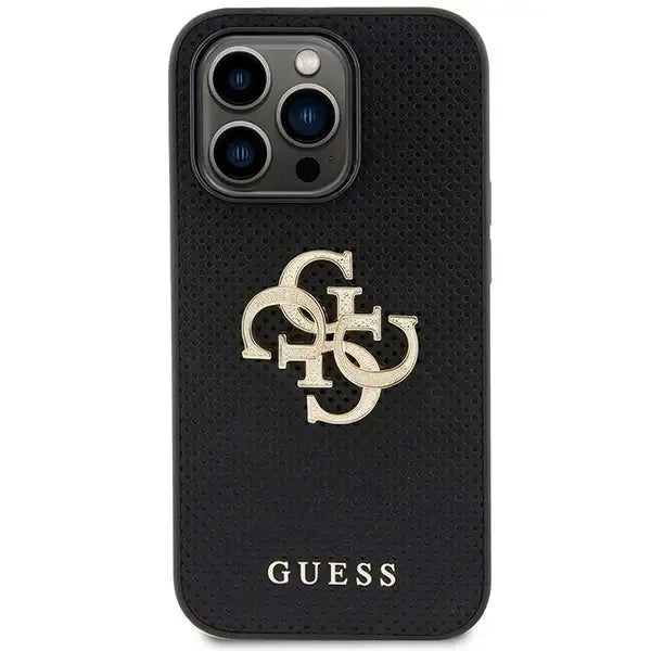 Guess Leather Perforated 4G Glitter Logo Case for iPhone 15 Pro Max - Black - Cell phone cases and covers<<<HurtelXML