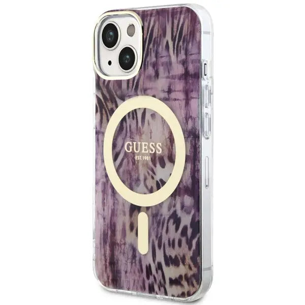 Guess Leopard MagSafe case for iPhone 14 - pink - Cell phone cases and covers<<<HurtelXML