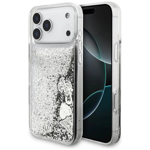 Guess Liq case. Glitter Charms for iPhone 17 Pro - silver - Cell phone cases and covers<<<HurtelXML