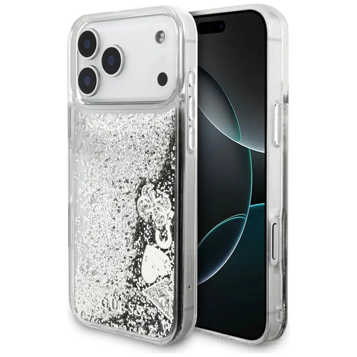 Guess Liq case. Glitter Charms for iPhone 17 Pro - silver - Cell phone cases and covers<<<HurtelXML
