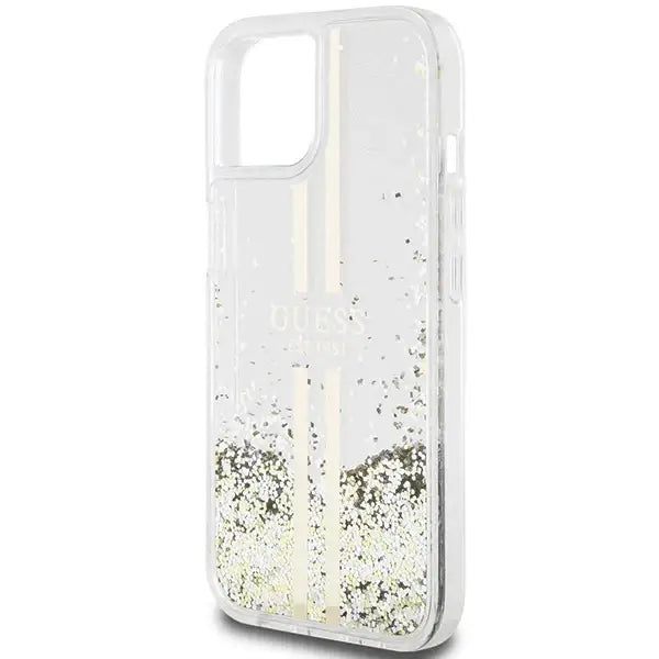 Guess Liquid Glitter Gold Stripes case for iPhone 15 / 14 / 13 - transparent - Cell phone cases and covers<<<HurtelXML
