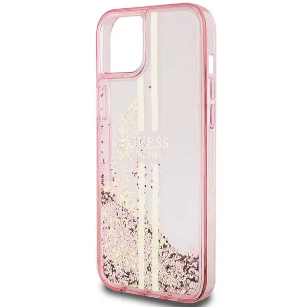 Guess Liquid Glitter Gold Stripes case for iPhone 15 Plus / 14 Plus - pink - Cell phone cases and covers<<<HurtelXML