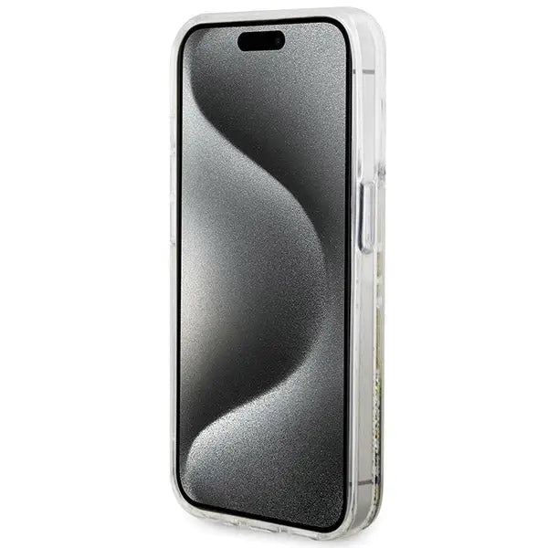 Guess Liquid Glitter Gold Stripes case for iPhone 15 Pro - transparent - Cell phone cases and covers<<<HurtelXML