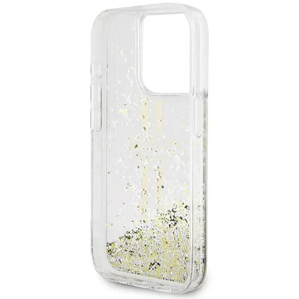Guess Liquid Glitter Gold Stripes case for iPhone 15 Pro - transparent - Cell phone cases and covers<<<HurtelXML