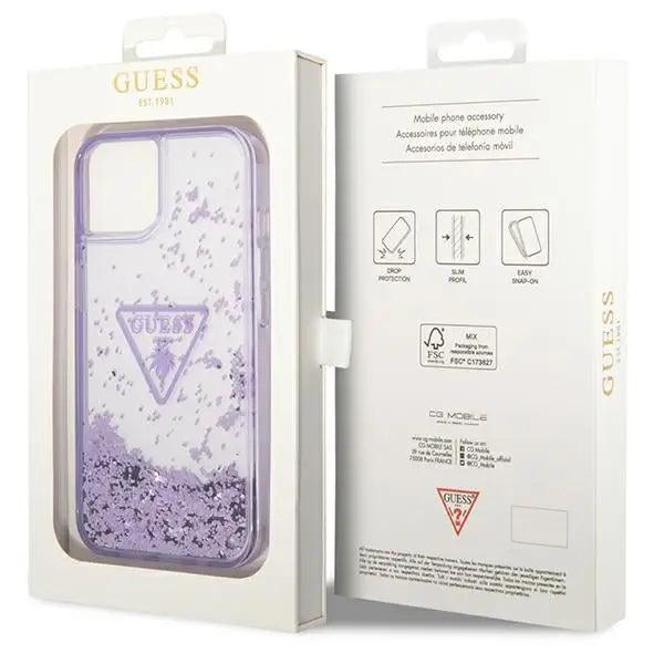 Guess Liquid Glitter Palm Collection case for iPhone 14 Plus 6.7’’ - purple - Cell phone cases and covers<<<HurtelXML