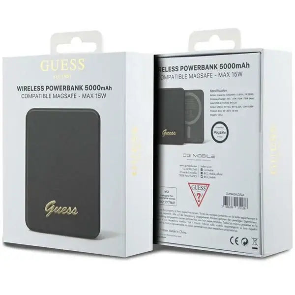 Guess MagSafe Metal Script Logo induction power bank 15W 5000mAh - black - Powerbanks<<<HurtelXML