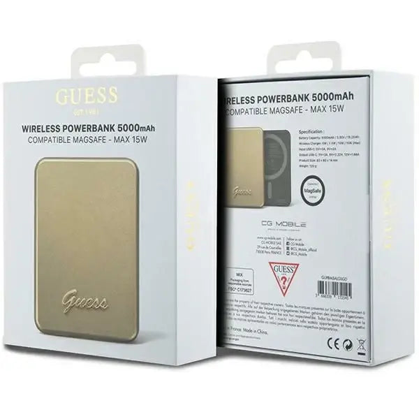 Guess MagSafe Metal Script Logo induction power bank 15W 5000mAh - gold - Powerbanks<<<HurtelXML