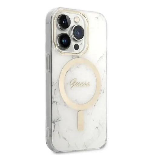 Guess Marble MagSafe Case + Charger Set for iPhone 14 Pro Max 6.7’’ - White - Cell phone USB charger<<<HurtelXML
