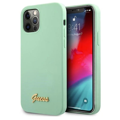 Guess Metal Logo Script Case for iPhone 12 Pro Max 6.7’’ - Green - Cell phone cases and covers<<<HurtelXML
