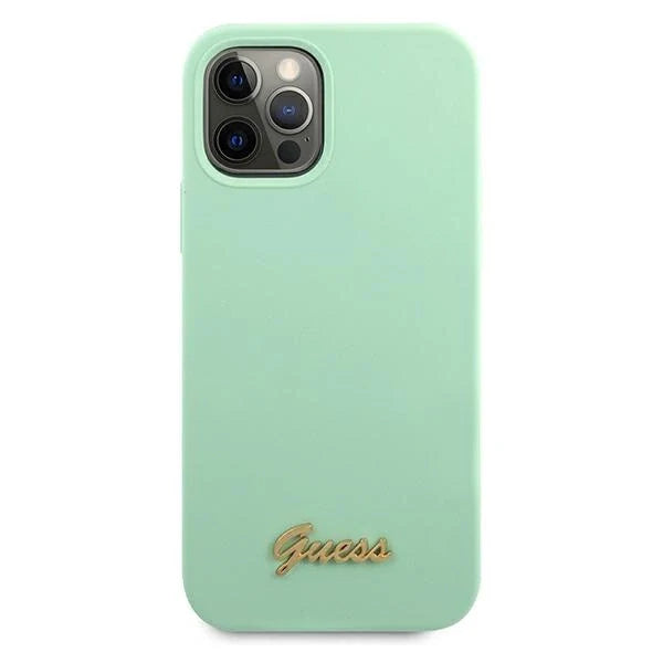 Guess Metal Logo Script Case for iPhone 12 Pro Max 6.7’’ - Green - Cell phone cases and covers<<<HurtelXML