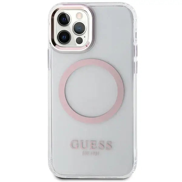 Guess Metal Outline Magsafe case for iPhone 12 / iPhone 12 Pro - pink - Cell phone cases and covers<<<HurtelXML