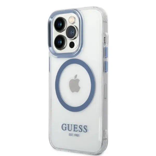Guess Metal Outline MagSafe case for iPhone 14 Pro - blue - Cell phone cases and covers<<<HurtelXML
