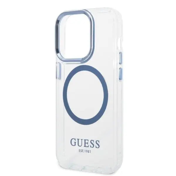 Guess Metal Outline MagSafe case for iPhone 14 Pro - blue - Cell phone cases and covers<<<HurtelXML