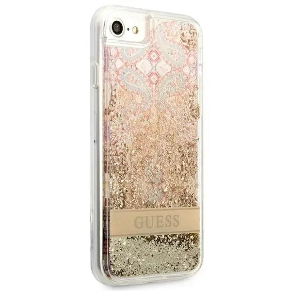 Guess Paisley Liquid Glitter case for iPhone SE 2022 / SE 2020 / 7 / 8 - gold - Cell phone cases and covers<<<HurtelXML
