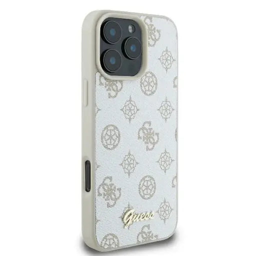 Guess Peony Script Logo MagSafe iPhone 16 Pro Max Case - White - Cell phone cases and covers<<<HurtelXML