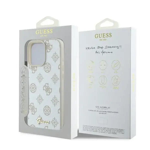 Guess Peony Script Logo MagSafe iPhone 16 Pro Max Case - White - Cell phone cases and covers<<<HurtelXML