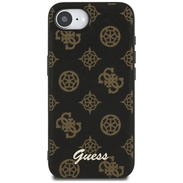 Guess Peony Script Logo MagSafe iPhone 16e Case Black - Cell phone cases and covers<<<HurtelXML