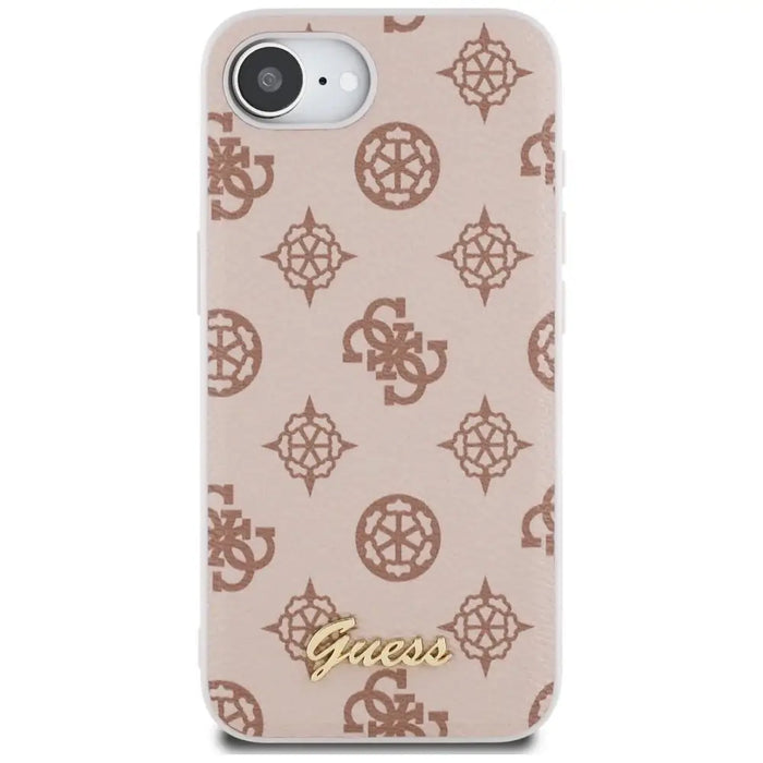 Guess Peony Script Logo MagSafe iPhone 16e Case - Brown - Cell phone cases and covers<<<HurtelXML