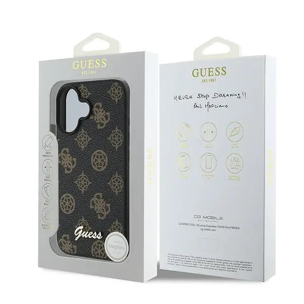 Guess Peony Script MagSafe iPhone 16 Plus Case - Black - Cell phone cases and covers<<<HurtelXML