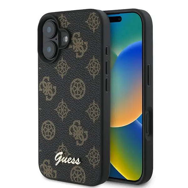 Guess Peony Script MagSafe iPhone 16 Plus Case - Black - Cell phone cases and covers<<<HurtelXML