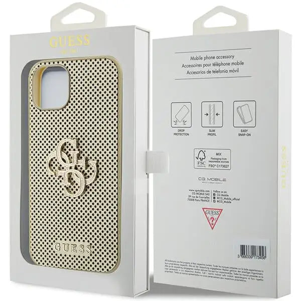 Guess Perforated 4G Glitter case for iPhone 15 - gold - Cell phone cases and covers<<<HurtelXML