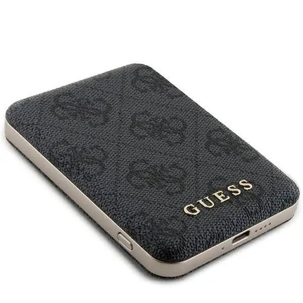 Guess Powerbank inductive 15W GUPB5FP4EMGK 5000mAh black/black 4G Leather Metal Logo MagSafe - Powerbanks<<<HurtelXML