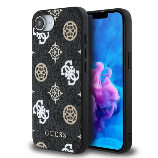 Guess PU 4G Peony case with MagSafe for iPhone 16e - black - Cell phone cases and covers<<<HurtelXML