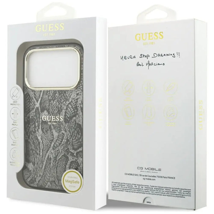 Guess Python Pattern MagSafe Case for iPhone 17 Pro - Black - Cell phone cases and covers<<<HurtelXML