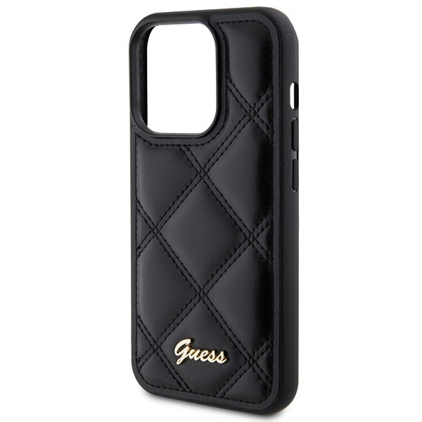 Guess Quilted Metal Logo case for iPhone 15 Pro - black - Cell phone cases and covers<<<HurtelXML
