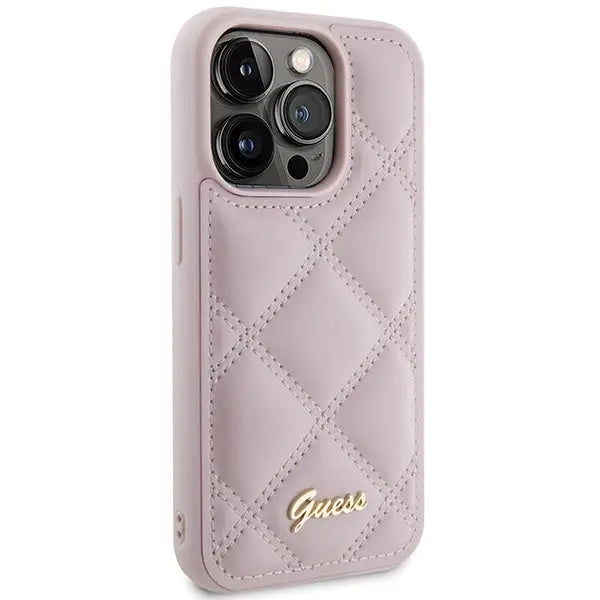 Guess Quilted Metal Logo case for iPhone 15 Pro Max - pink - Cell phone cases and covers<<<HurtelXML