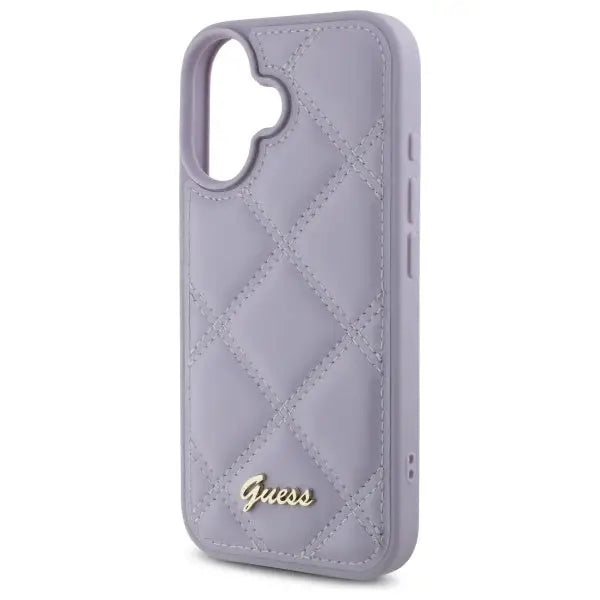 Guess Quilted Metal Logo case for iPhone 16 - light purple - Cell phone cases and covers<<<HurtelXML