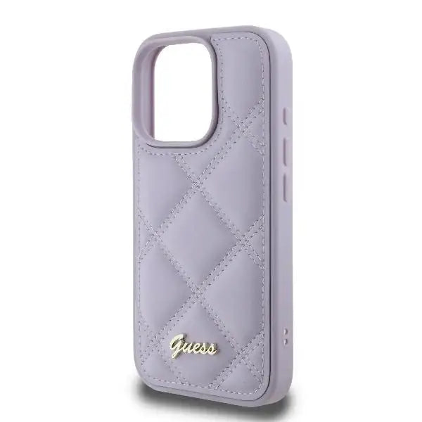 Guess Quilted Metal Logo case for iPhone 16 Pro - light purple - Cell phone cases and covers<<<HurtelXML