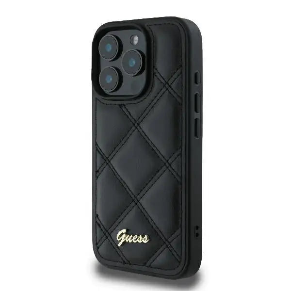 Guess Quilted Metal Logo Case for iPhone 16 Pro Max - Black - Cell phone cases and covers<<<HurtelXML