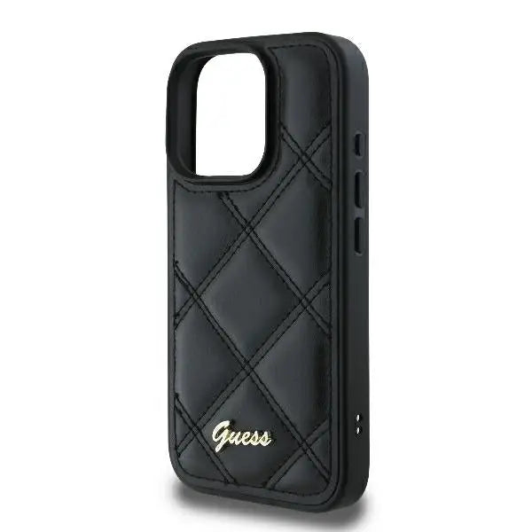Guess Quilted Metal Logo Case for iPhone 16 Pro Max - Black - Cell phone cases and covers<<<HurtelXML