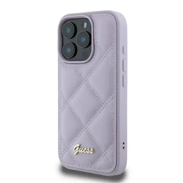 Guess Quilted Metal Logo case for iPhone 16 Pro Max - light purple - Cell phone cases and covers<<<HurtelXML