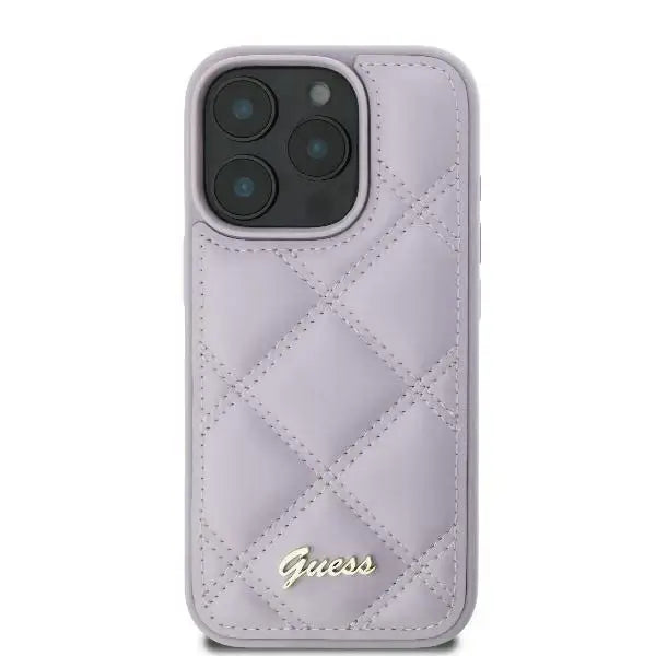 Guess Quilted Metal Logo case for iPhone 16 Pro Max - light purple - Cell phone cases and covers<<<HurtelXML