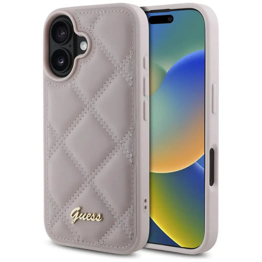 Guess Quilted Metal Logo iPhone 16 Case - Pink - Cell phone cases and covers<<<HurtelXML